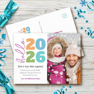 Postal Festiva Hola Año Nuevo Audaz Personalizado de tipo moderno