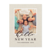 Hola Año Nuevo Textura de Arpillera Falsa Rústica 