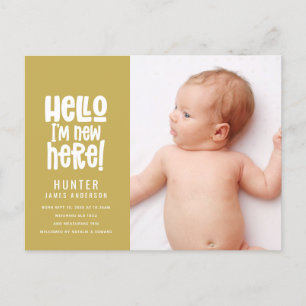 Postal Festiva Hola, cumpleaños con foto minimalista moderna simp