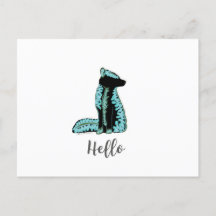 "Hola" Folk Fox Postcard Travel World USA