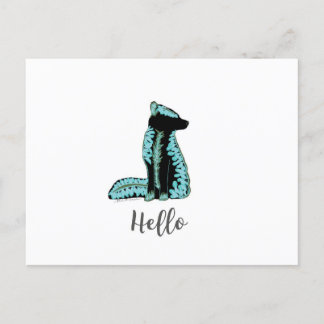 Postal Festiva "Hola" Folk Fox Postcard Travel World USA