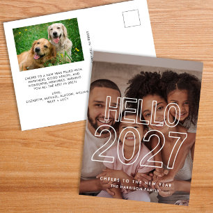 Postal Festiva Hola moderno 2027 Foto Año Nuevo