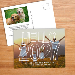 Postal Festiva Hola moderno 2027 Foto Año Nuevo