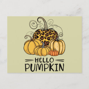 Postal Festiva Hola Pumpkin Lover Fall Season Otoño Thanksgivin