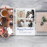 Postal Festiva Holiday 4 Photos Happy Chanukah Family White<br><div class="desc">Quick and easy holiday postcard to send family and friends during the holiday season.</div>