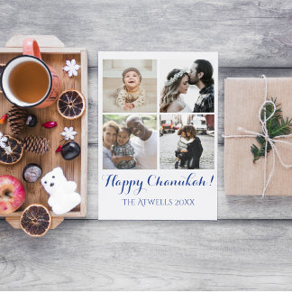 Postal Festiva Holiday 4 Photos Happy Chanukah Family White