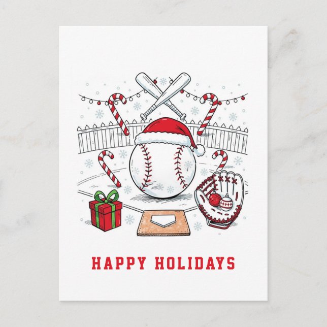 Postal Festiva Holiday Baseball Christmas Cards (Anverso)