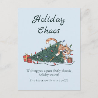 Postal Festiva Holiday Chaos Funny Cat Christmas Postcard