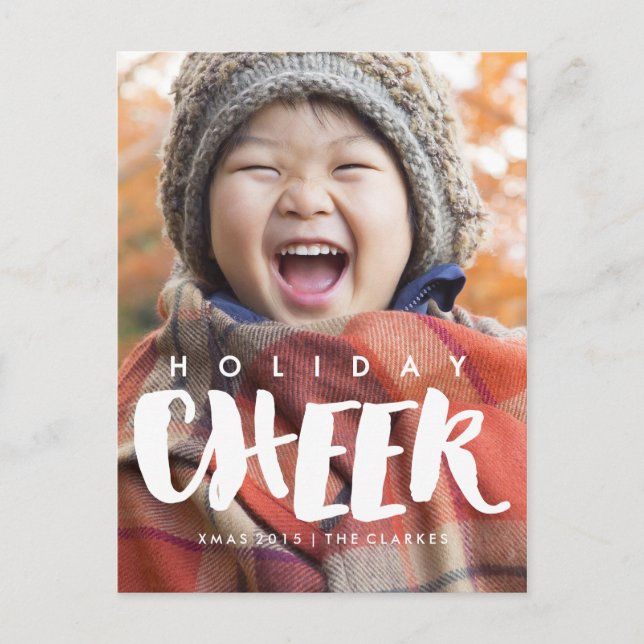 Postal Festiva HOLIDAY CHEER | Guión manuscrito de navidades (Anverso)