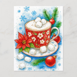 Postal Festiva Holiday Hot Cocoa Marshmallows Christmas Postcard