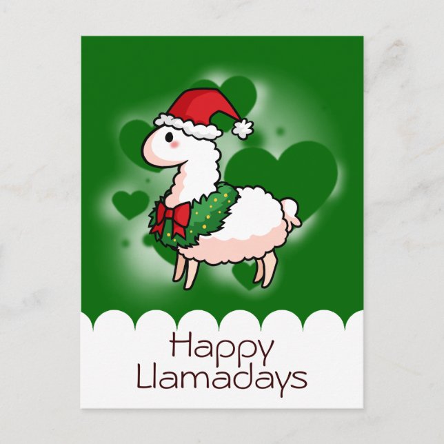 Postal Festiva Holiday Llama Elf (Anverso)