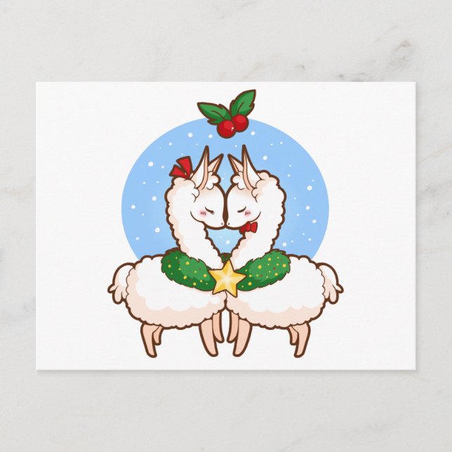 Postal Festiva Holiday Love Llamas (Anverso)