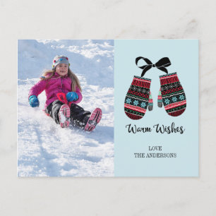 Postal Festiva Holiday Mittens Warm Warm Warm Photo Postcard