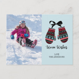 Postal Festiva Holiday Mittens Warm Warm Warm Photo Postcard