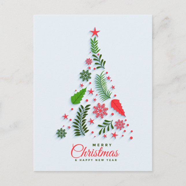 Postal Festiva Holly Berry Christmas Tree Corporate Greeting (Anverso)