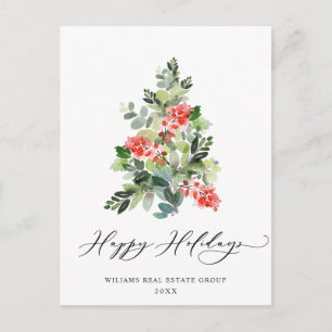 Postal Festiva Holly Berry Christmas Tree Greeting Corporate