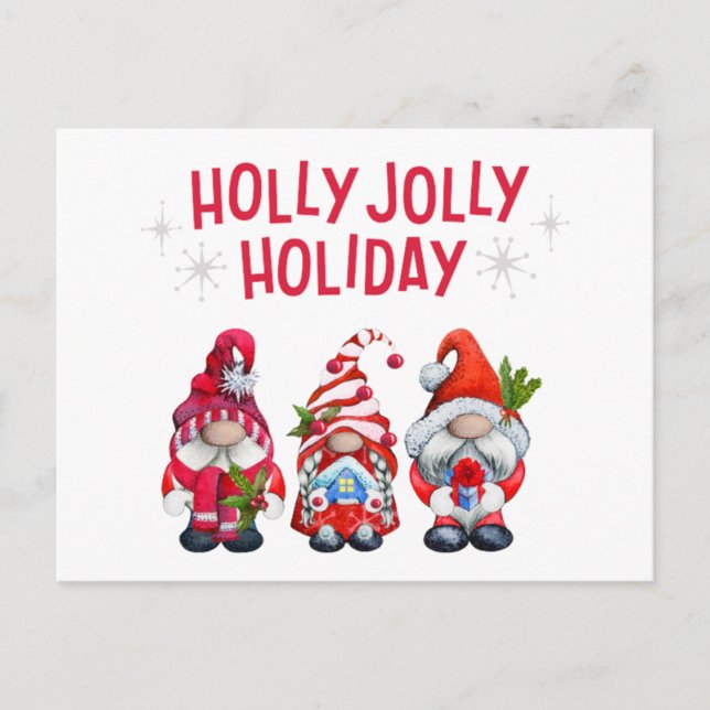 Postal Festiva Holly Jolly Holiday Gnomes (Anverso)