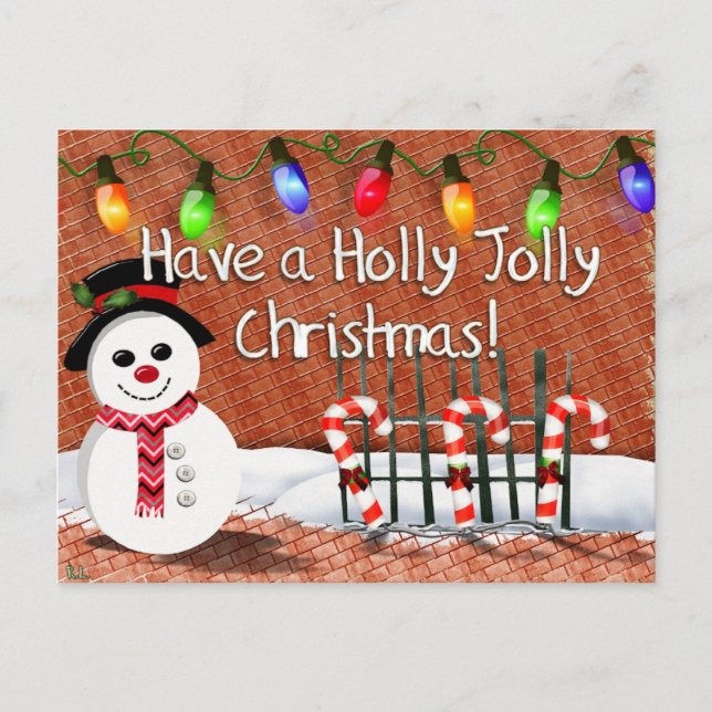Postal Festiva Holly Jolly Snowman (Anverso)