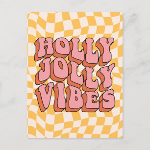 Postal Festiva Holly Jolly Vibes - Regalo de vacaciones retro