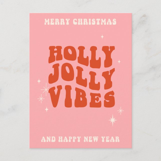 Postal Festiva Holly Jolly Vibes - Un mensaje festivo alegre (Anverso)