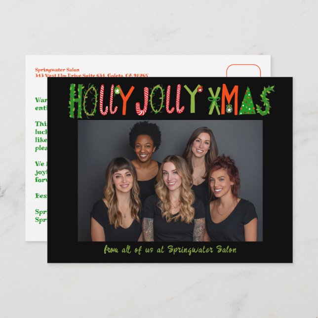 Postal Festiva HOLLY JOLLY XMAS Christmas Custom Business (Anverso / Reverso)