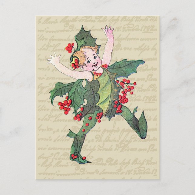 Postal Festiva Holly Navidades Fairy (Anverso)