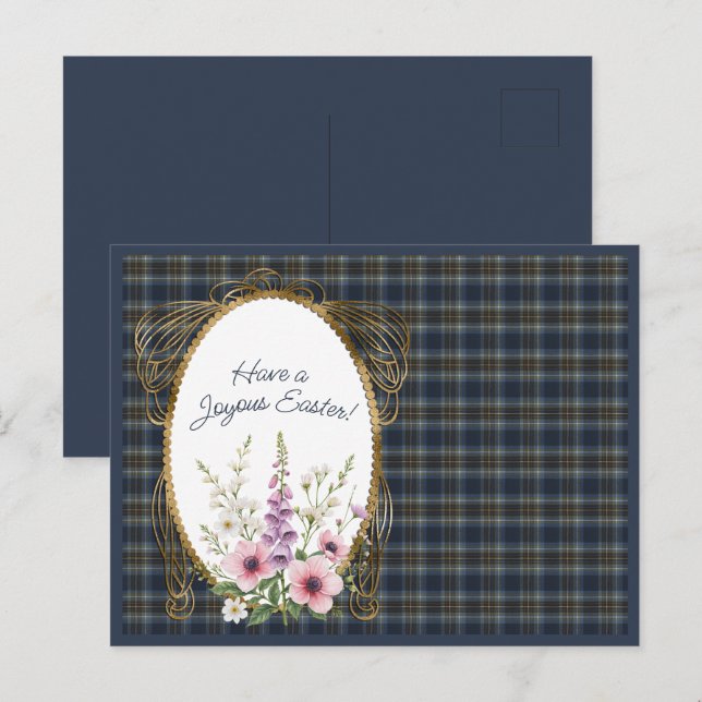 Postal Festiva Holyrood Original Scottish Tartan Easter Floral (Anverso / Reverso)