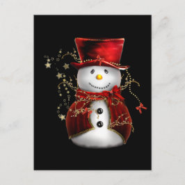 Postal Festiva Hombre de nieve malhumorado en Navidades de tercio
