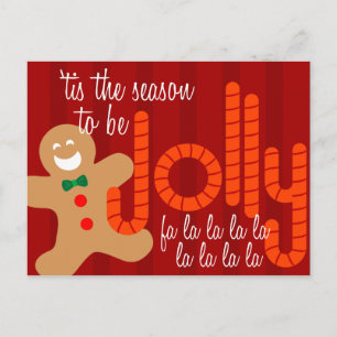 Postal Festiva Hombre de pan de jengibre alegre