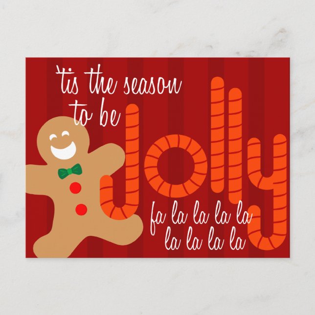 Postal Festiva Hombre de pan de jengibre alegre (Anverso)