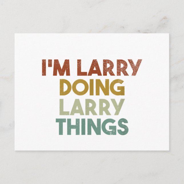 Postal Festiva Hombres, soy Larry Doing Larry Things Funny First  (Anverso)