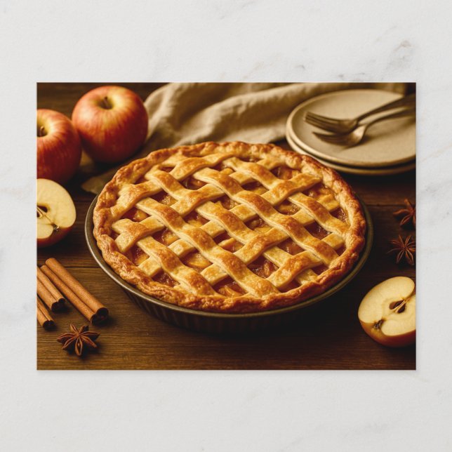 Postal Festiva Homemade Apple Pie Thanksgiving Autumn Postcard (Anverso)