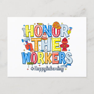 Postal Festiva Honrar a los trabajadores Feliz Día del Trabajo