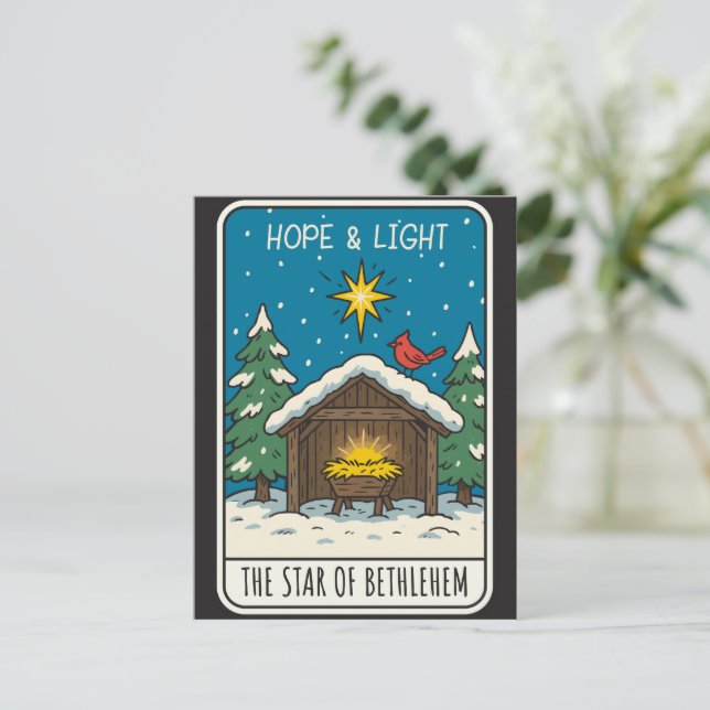 Postal Festiva Hope & Light Star of Bethlehem Nativity Scene (Anverso de pie)