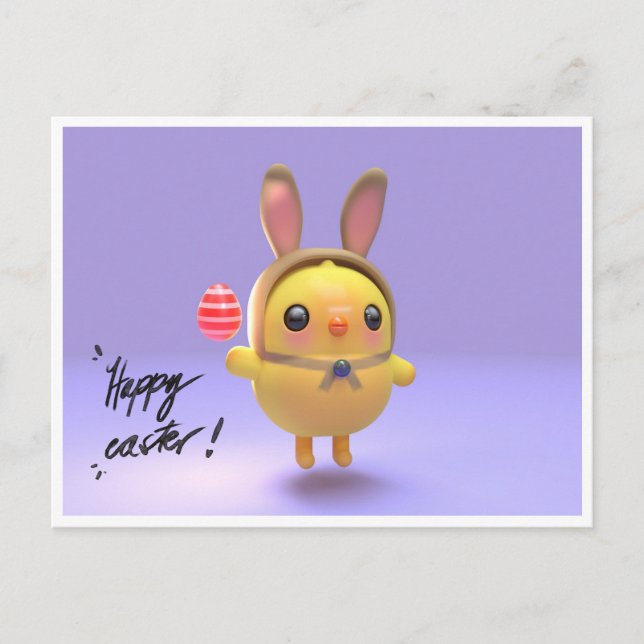 Postal Festiva Hoppy Chickling-Easter chicklet with bunny hat (Anverso)