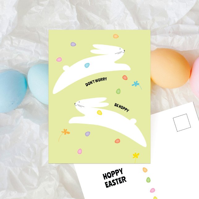 Postal Festiva Hoppy Easter Bunny | Modern Minimal Easter  (Subido por el creador)