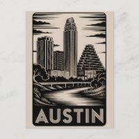 Horizonte de Austin Texas en negro y blanco estilo