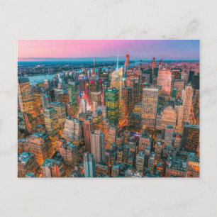 Postal Festiva Horizonte de la ciudad de Nueva York al atardecer 