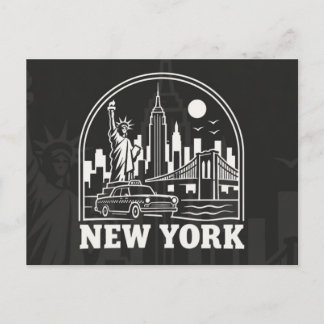 Postal Festiva Horizonte de Nueva York Vintage | Viaje Retro .