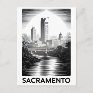 Postal Festiva Horizonte de Sacramento California en Grabado en M