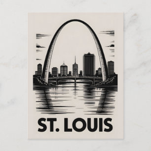Postal Festiva Horizonte de St Louis Missouri en negro y blanco