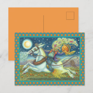 POSTAL FESTIVA HORSEMANA SIN CABEZA EN MULA BLANCA