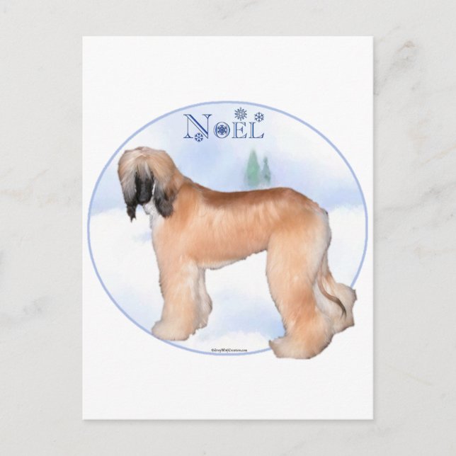 Postal Festiva Hound Noel afgano (Anverso)
