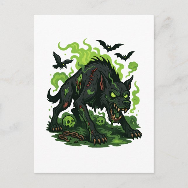Postal Festiva Hound Zombie de Baskerville - Personalizado Horror (Anverso)