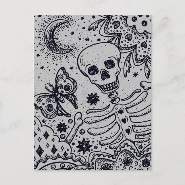 POSTAL FESTIVA HUESOS EN EL ESQUELETO DEL JARDÍN, BOCA DE ARTE FO (Anverso)