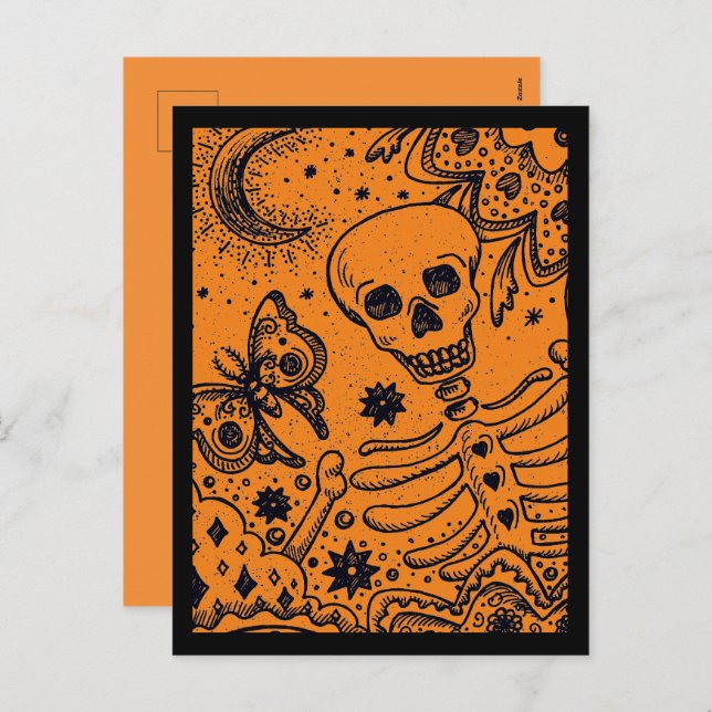 POSTAL FESTIVA HUESOS EN EL ESQUELETO DEL JARDÍN, BOCA DE ARTE FO (Anverso / Reverso)