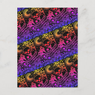 POSTAL FESTIVA HUESOS EN EL ESQUELETO DEL JARDÍN, LUNA DE ARTE FO