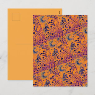 POSTAL FESTIVA HUESOS EN EL ESQUELETO DEL JARDÍN, LUNA DE ARTE FO