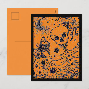 POSTAL FESTIVA HUESOS EN EL ESQUELETO DEL JARDÍN, LUNA DE ARTE FO