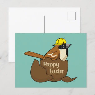 Postal Festiva Huevo de chocolate con espárragos feliz Pascua